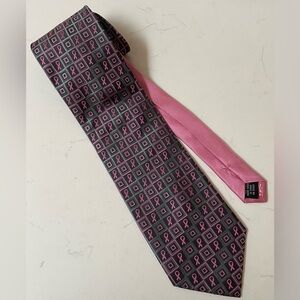 Real Men Wear Pink by Diane Katzman Men's Necktie Tie Breast Cancer Ribbon